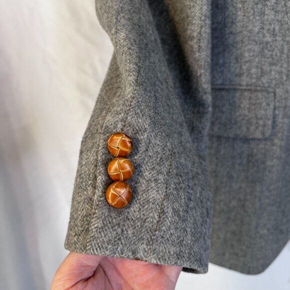 Aldo Rossini Camel Hair & Wool Career Blazer Sport Coat Gray Pin Striped Sz 38R - Picture 5 of 14